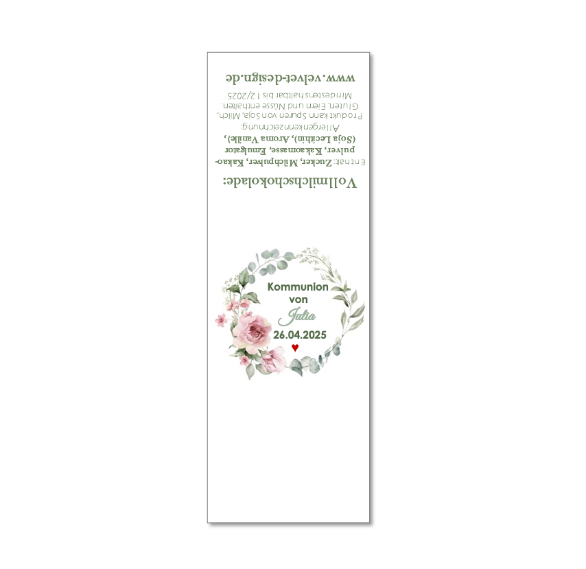 Banderole für Schokolade - Motiv Rosen
