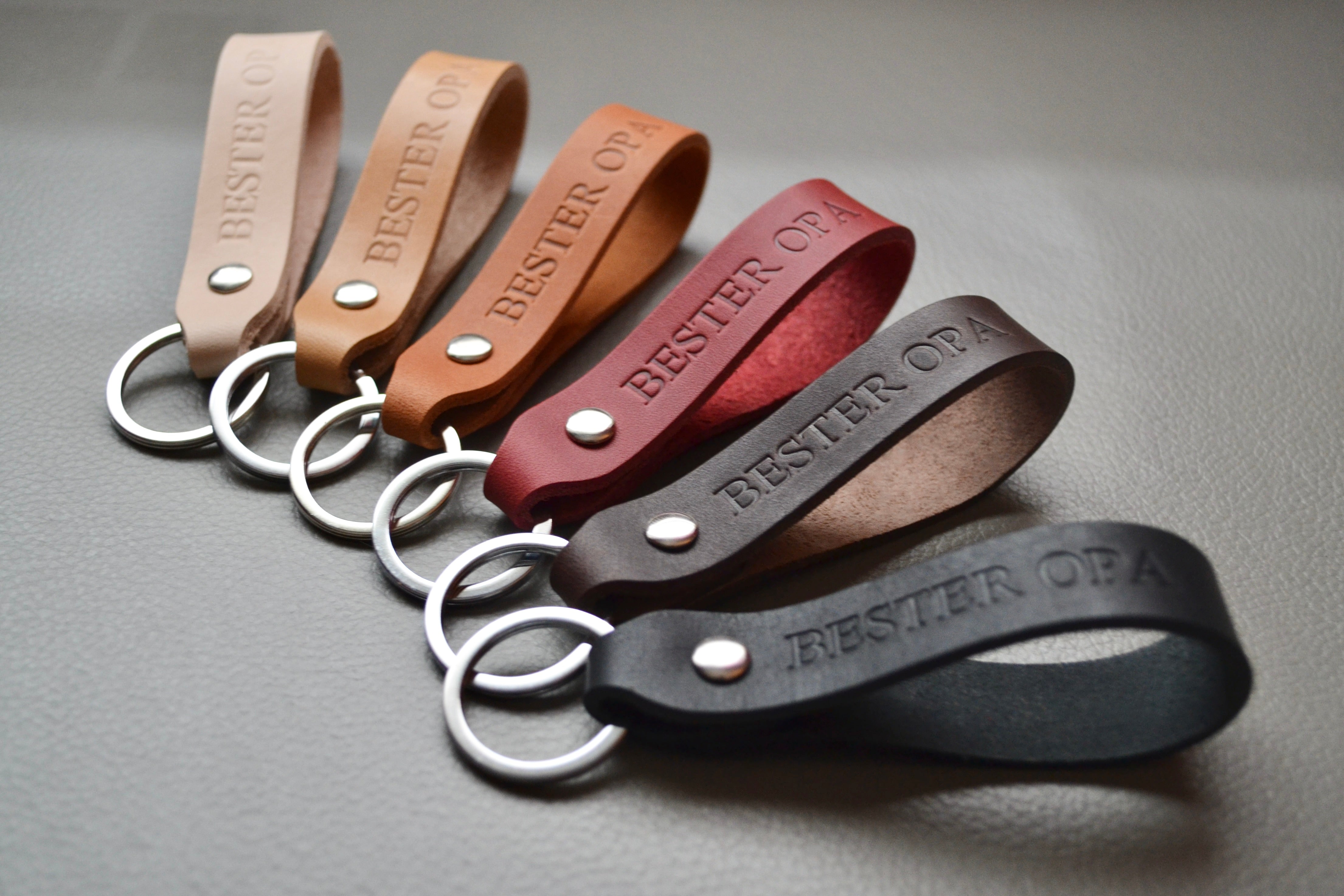 personalisierter Schlüsselanhänger leder&metall (verschiedene Varianten)