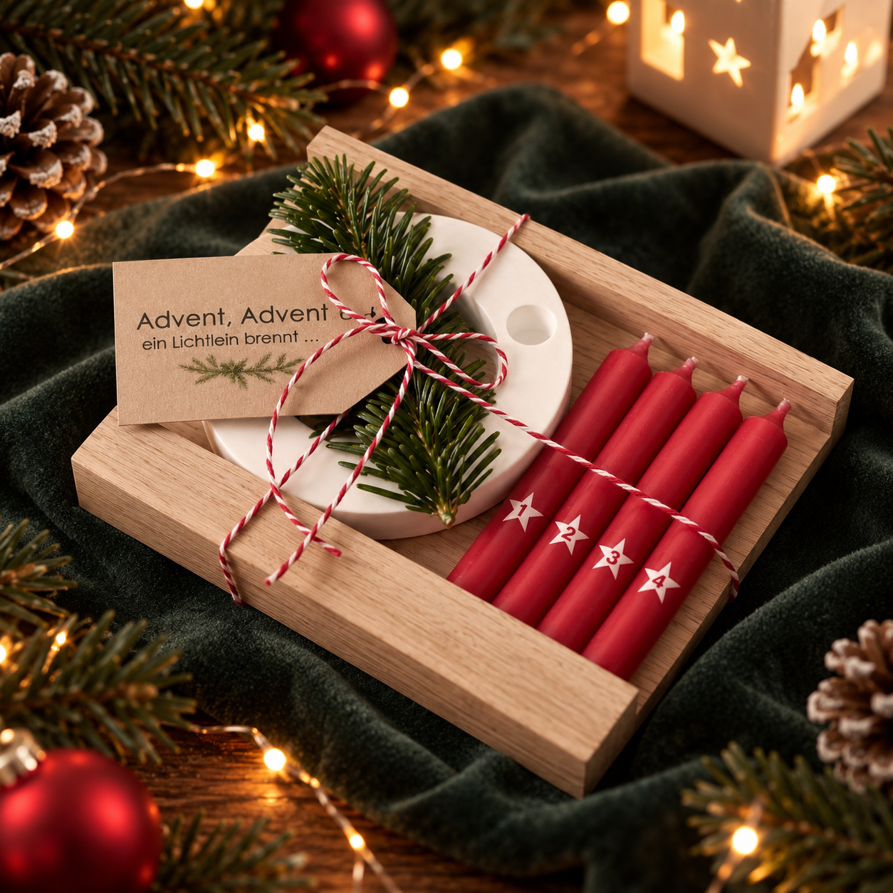Mini-Adventskranz mit 4 Kerzen