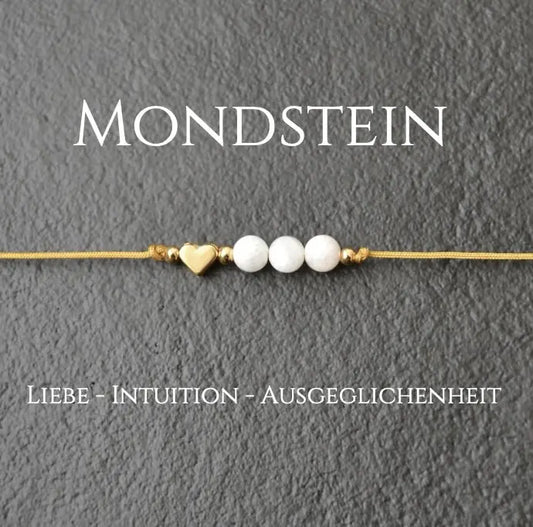 Mondsteinarmband mit Herz