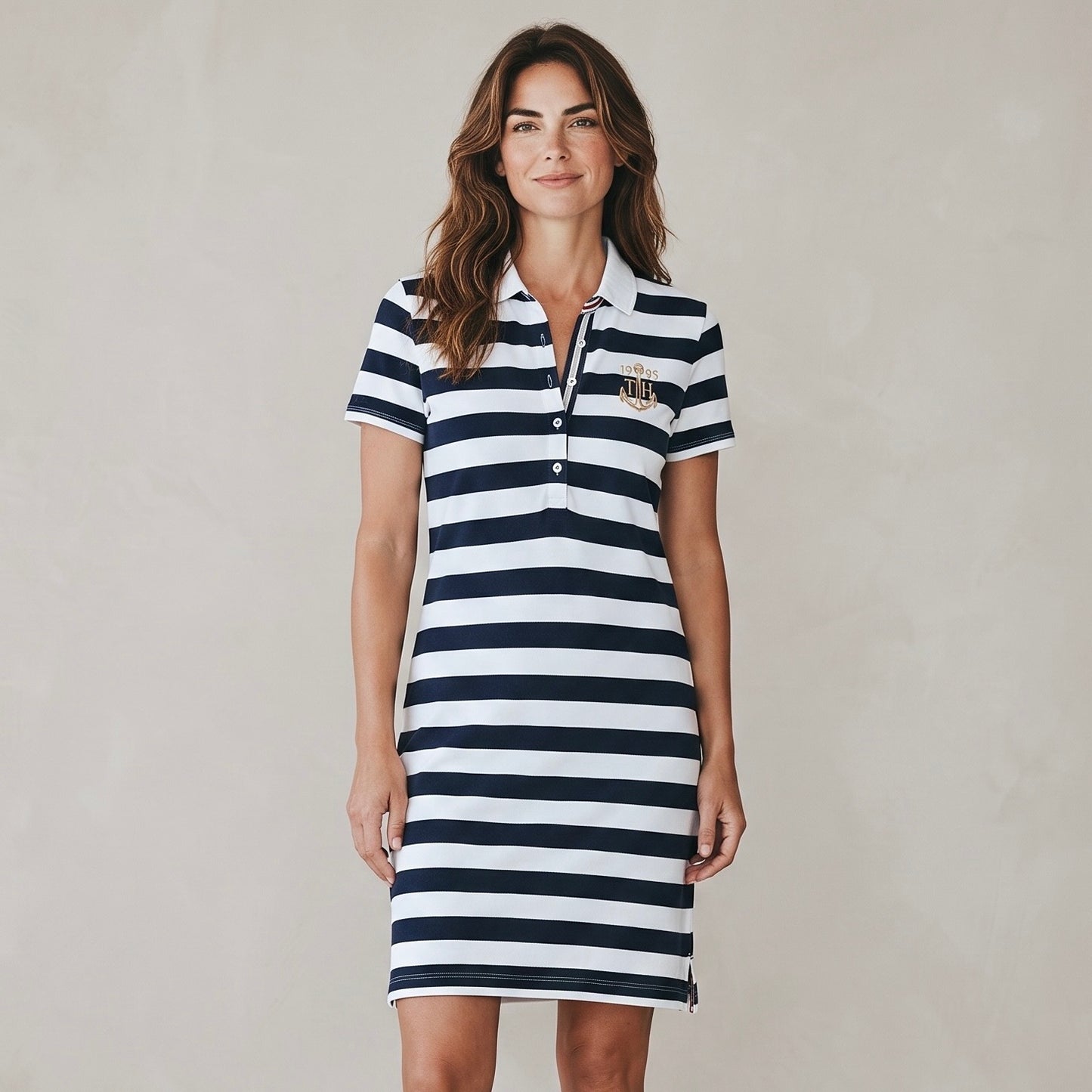 Tommy Hilfiger Polokleid Gr. L | 40 gestreift Navy Weiß | Damen Kleid
