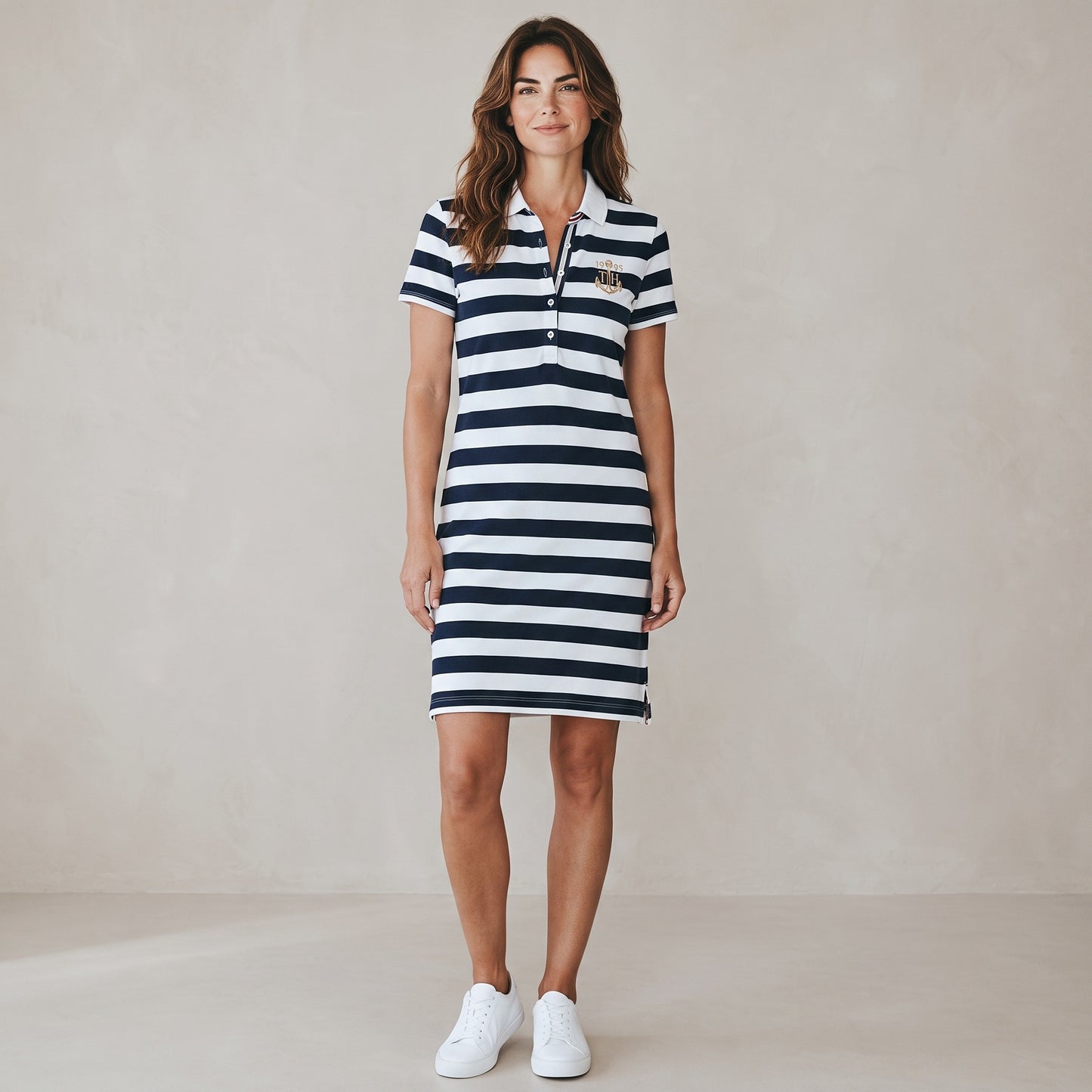Tommy Hilfiger Polokleid Gr. L | 40 gestreift Navy Weiß | Damen Kleid