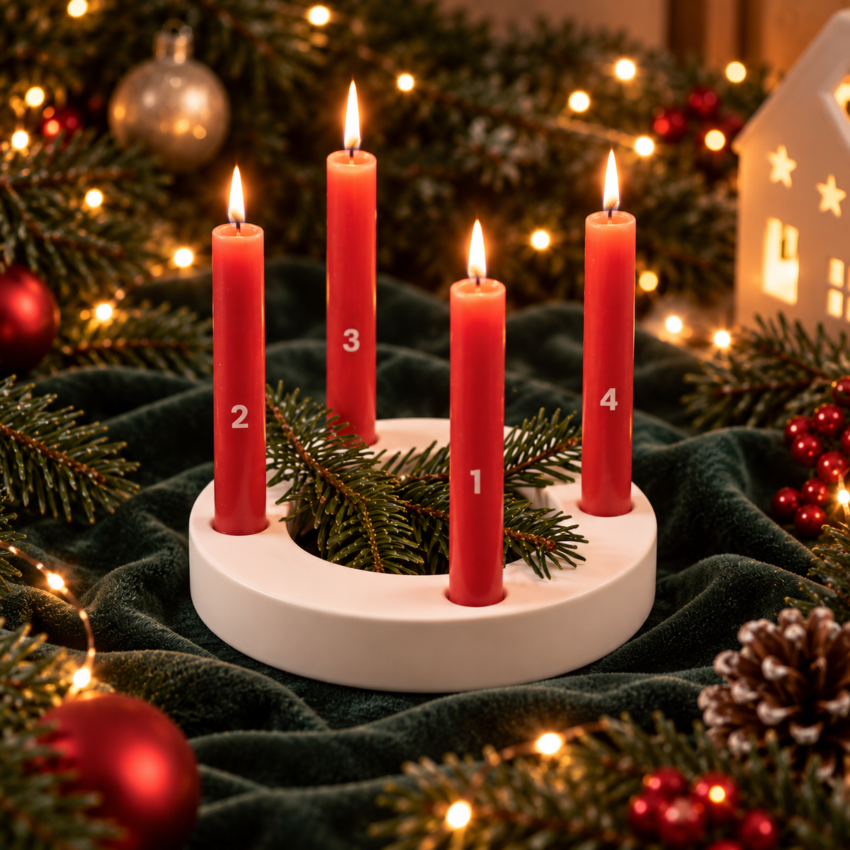 Mini-Adventskranz mit 4 Kerzen