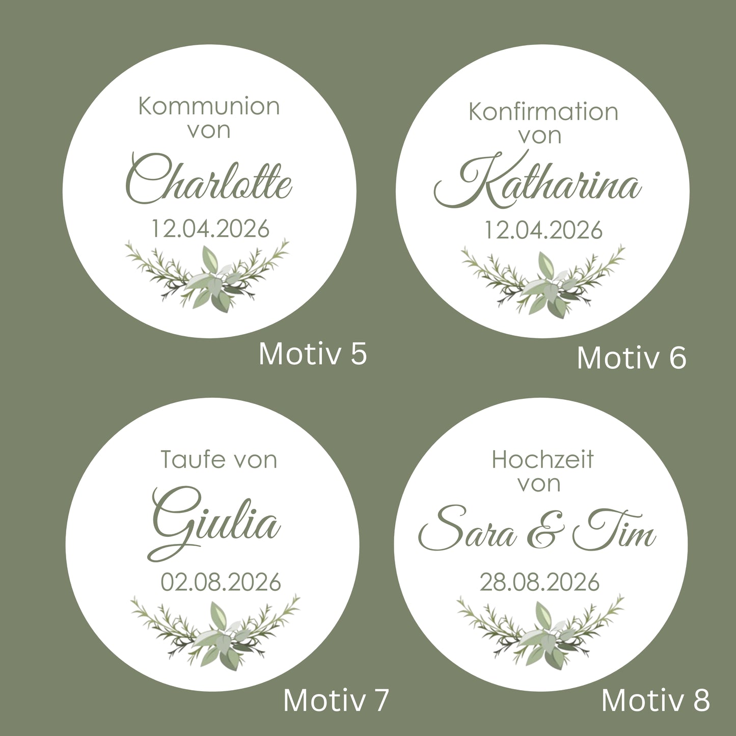 Blumensamen Gastgeschenk mit personalisierten Etiketten für Kommunion, Konfirmation, Taufe und Hochzeit