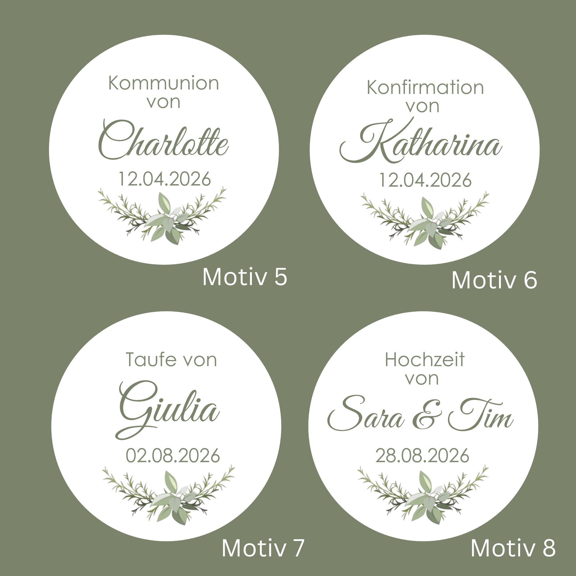 Blumensamen Gastgeschenk mit personalisierten Etiketten für Kommunion, Konfirmation, Taufe und Hochzeit