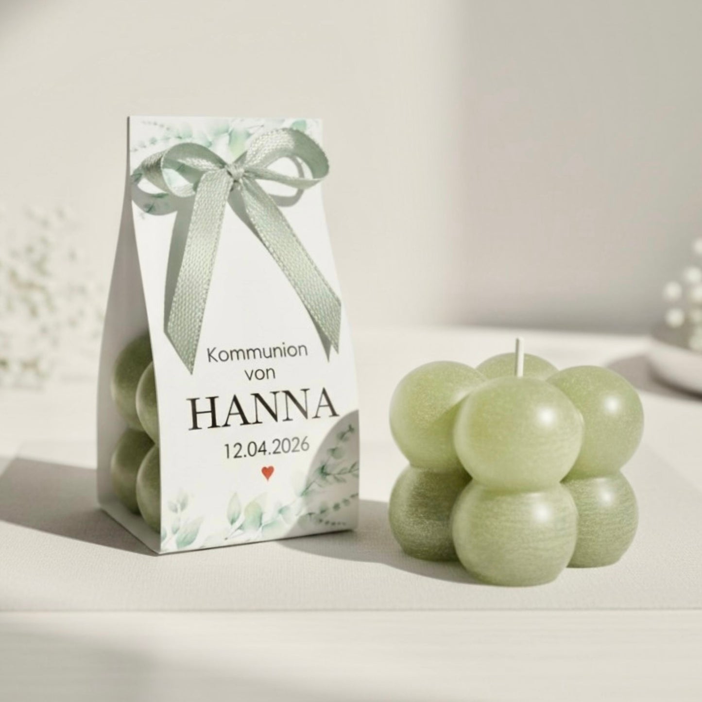 Gastgeschenk Bubble Kerze grün