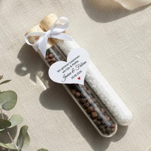 Gastgeschenk Hochzeit Salz & Pfeffer personalisiert im Glas