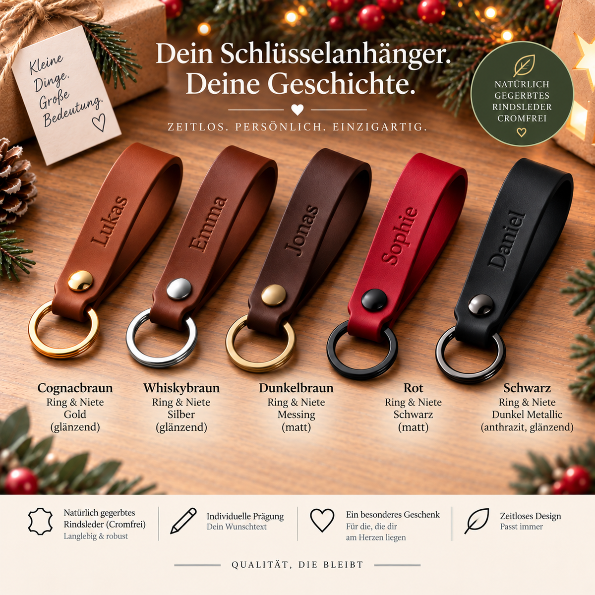 Lederschlüsselanhänger mit Wunschtext