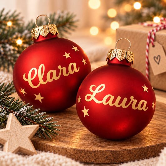 Personalisierte Weihnachtskugeln | Weihnachtsgeschenk rot