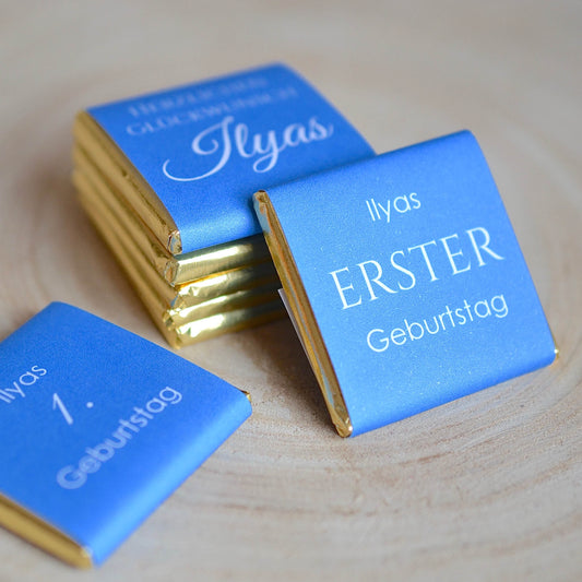 Gastgeschenke Schokolade (blau)