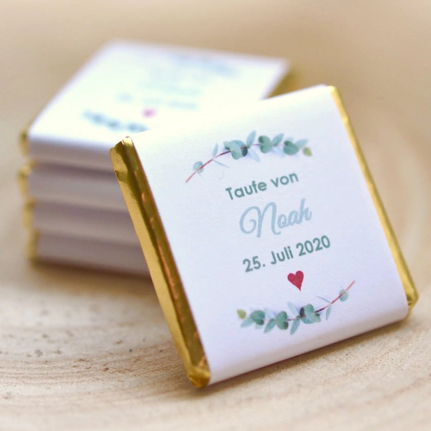 Gastgeschenke zur Taufe / personalisierte Schokotäfelchen