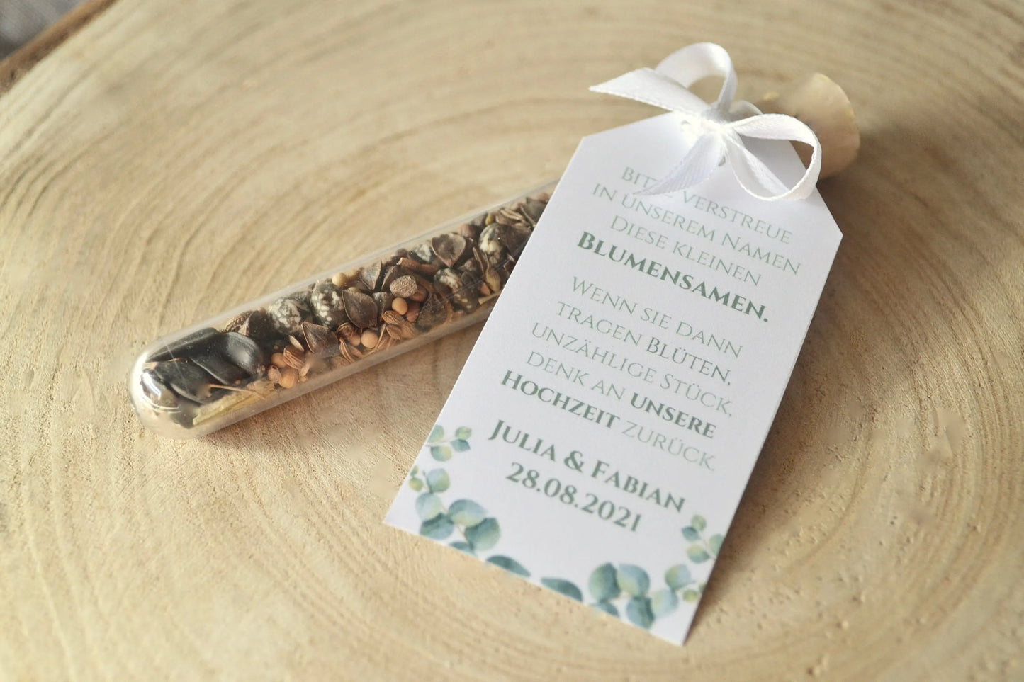 Gastgeschenke zur Hochzeit - Blumensamen (Eukalyptus Motiv)